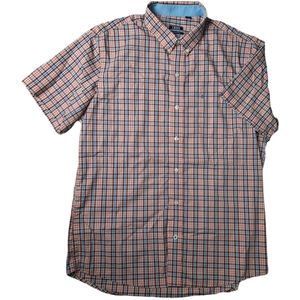 IZOD Plaid Short Sleeve Button Down Shirt SZ L